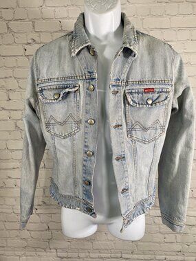 VTG Big Star Light Wash Blue Jean Button Distressed Retro Grunge Denim Jacket L
